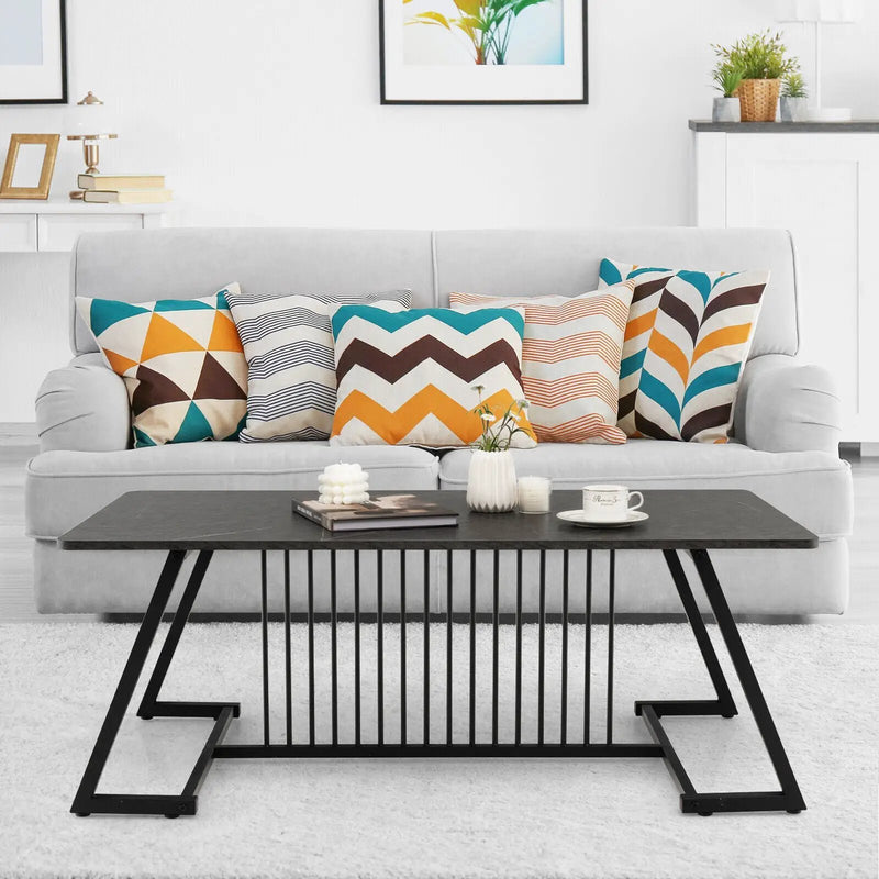 48 Inch Modern Style Coffee Table with Spacious Tabletop for Living Room-Black by DirectDeals
