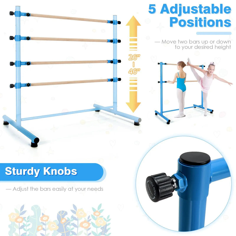 47 Inch Double Ballet Barre with Anti-Slip Footpads by DirectDeals