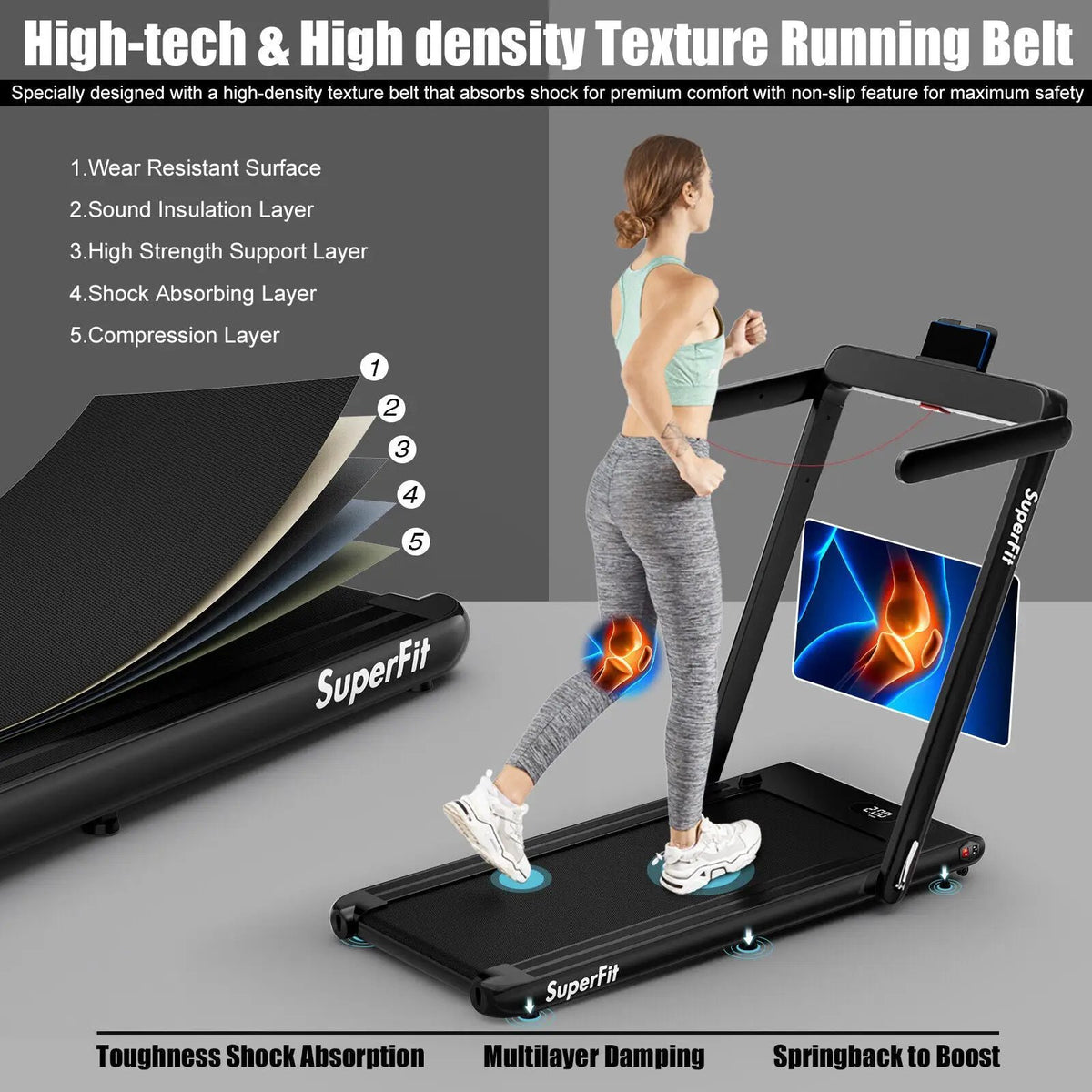 2.25HP 2 in 1 Folding Treadmill with APP Speaker Remote Control by DirectDeals