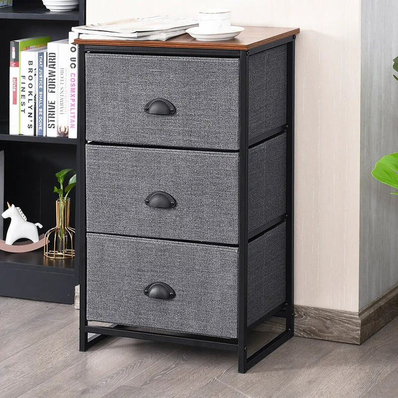 Nightstand Side Table Storage Tower Dresser Chest with 3 Drawers by DirectDeals