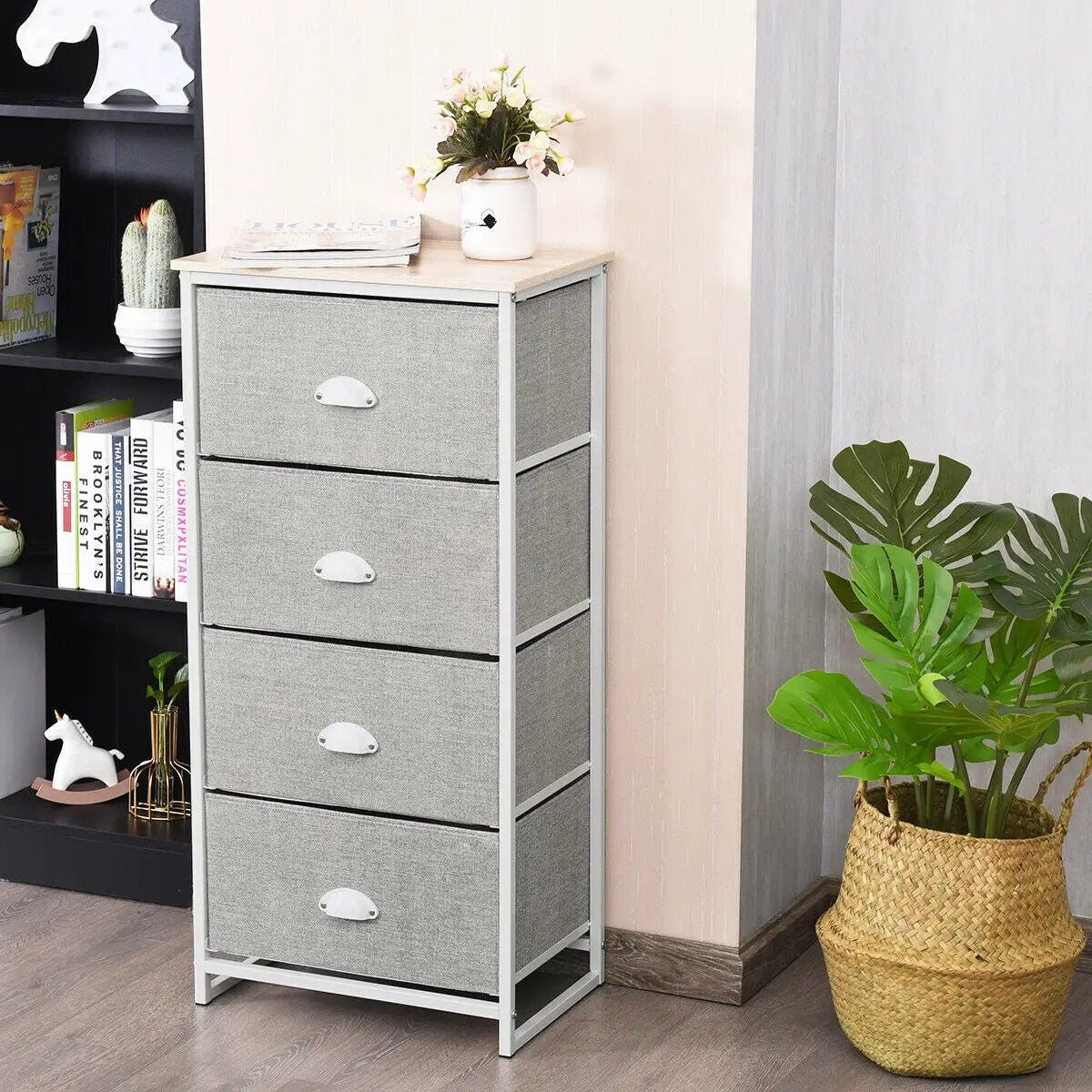 Chest Storage Tower Side Table Display Storage with 4 Drawers by DirectDeals