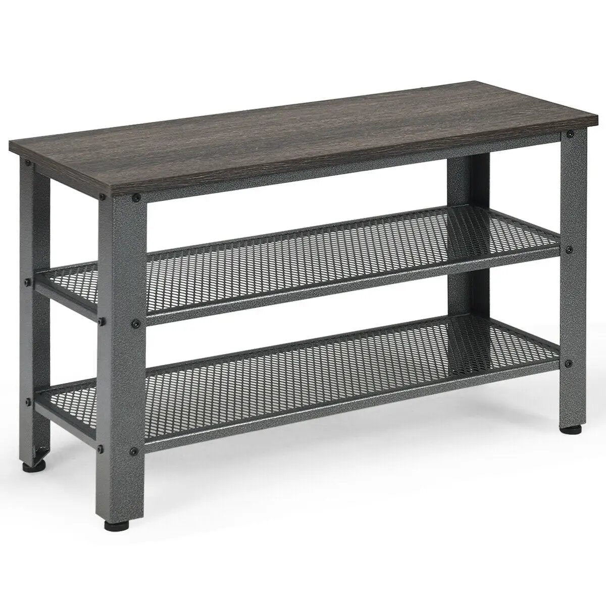 3-Tier Shoe Rack Industrial Shoe Bench with Storage Shelves by DirectDeals