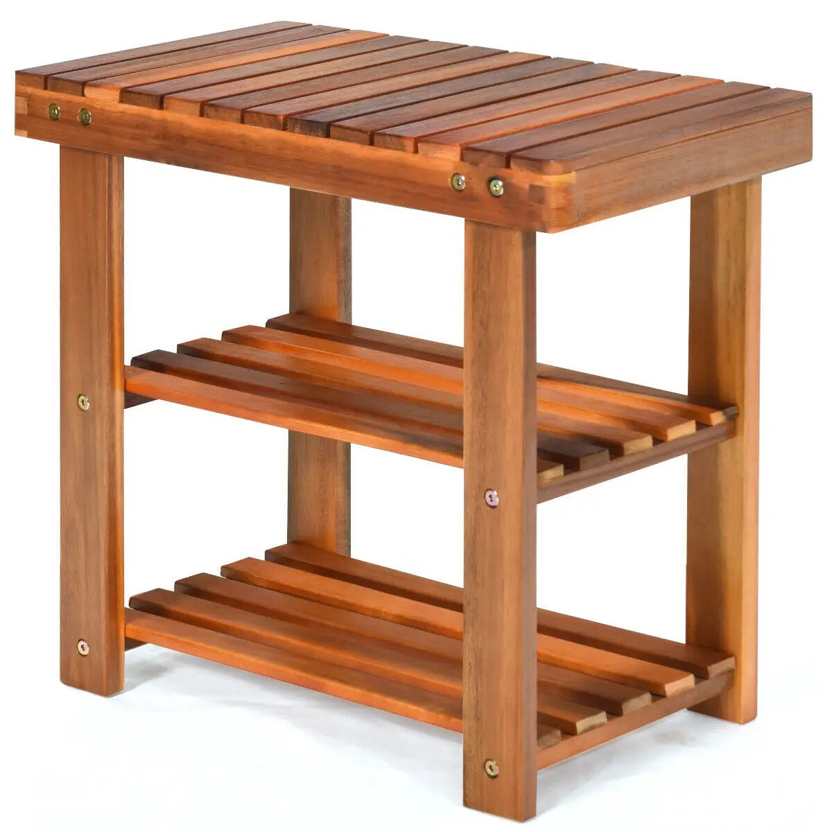 3-Tier Wood Shoe Rack 19' Shoe Bench Boots Organizer by DirectDeals