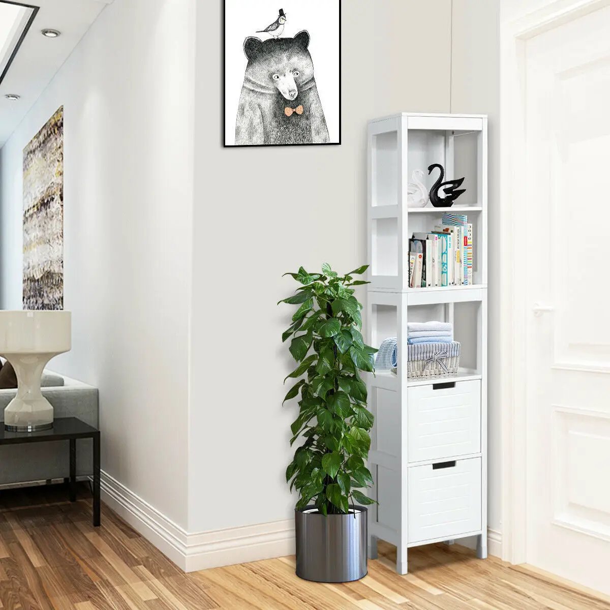 5-Tier Multifunctional Bathroom Floor Cabine Storage with 2 Drawers by DirectDeals