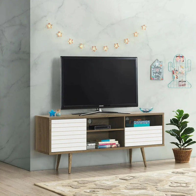 Mid-Century Modern TV Stand for TVs up to 65 Inch with Storage Shelves by DirectDeals