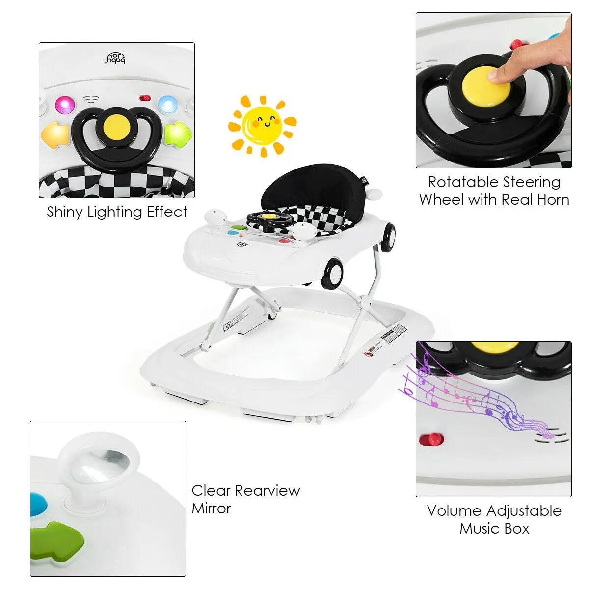 2-in-1 Foldable Baby Walker with Music Player and Lights by DirectDeals