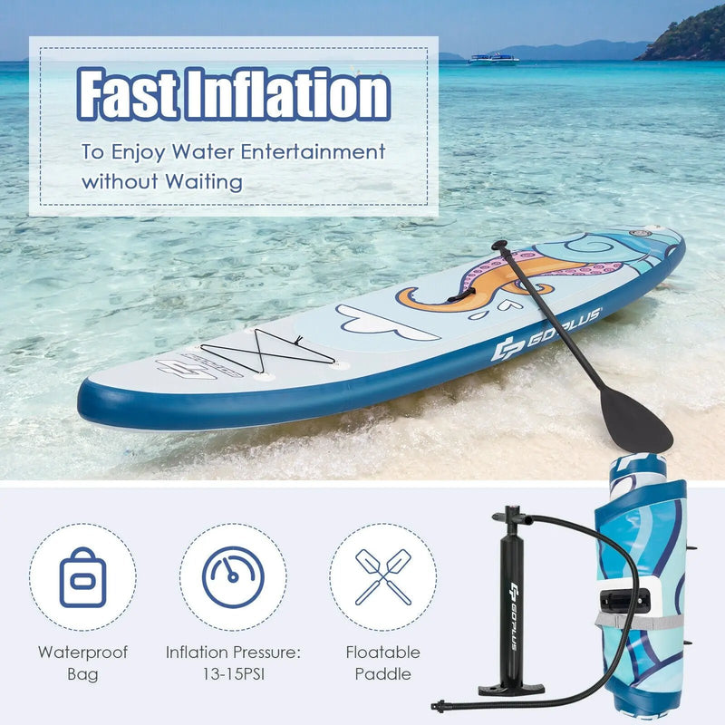11 ft Inflatable Stand Up Paddle Board Surfboard with Aluminum Paddle Pump by DirectDeals