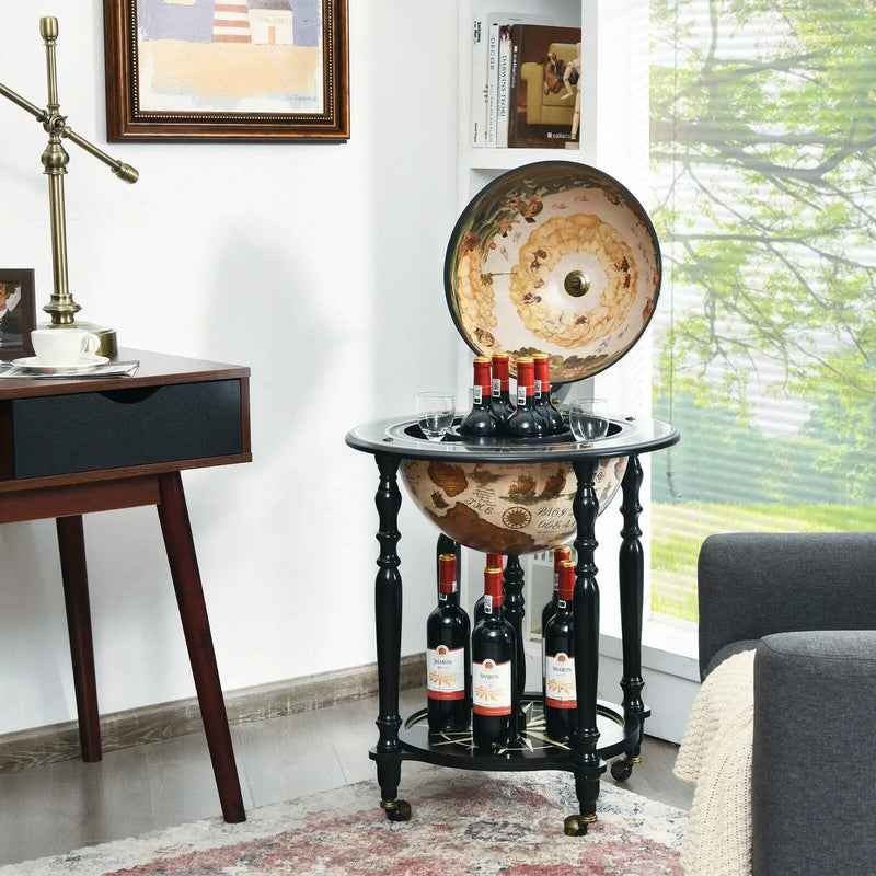 16th Century Nautical Chart Wine Cabinet with Wheels by DirectDeals