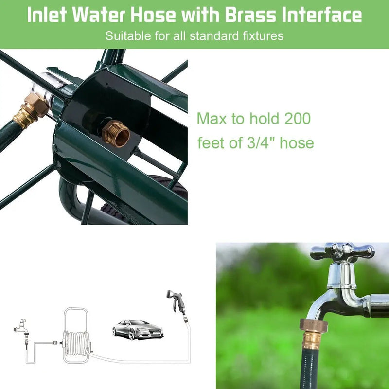 Garden Steel Frame Wheeled Hose Reel Cart by DirectDeals