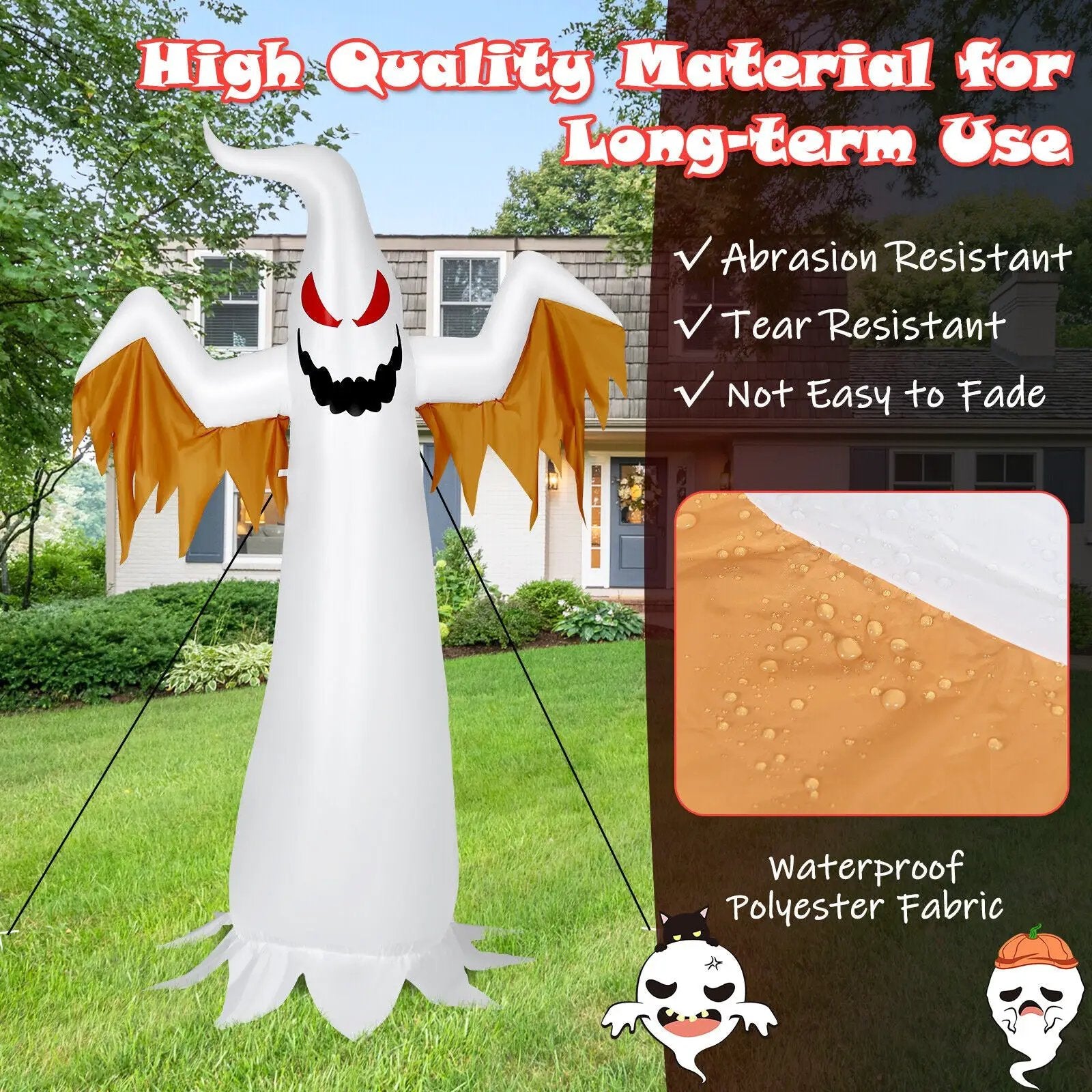 6 Feet Halloween Inflatable Ghost Quick Blow up Halloween D√©cor with LED Lights by DirectDeals