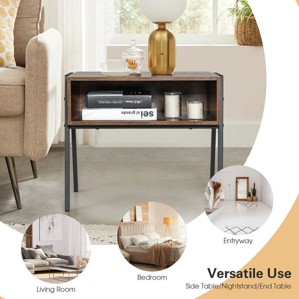 1 Piece Stackable Night Stand Shelf Accent Table with Metal Frame, photo 2 of 8