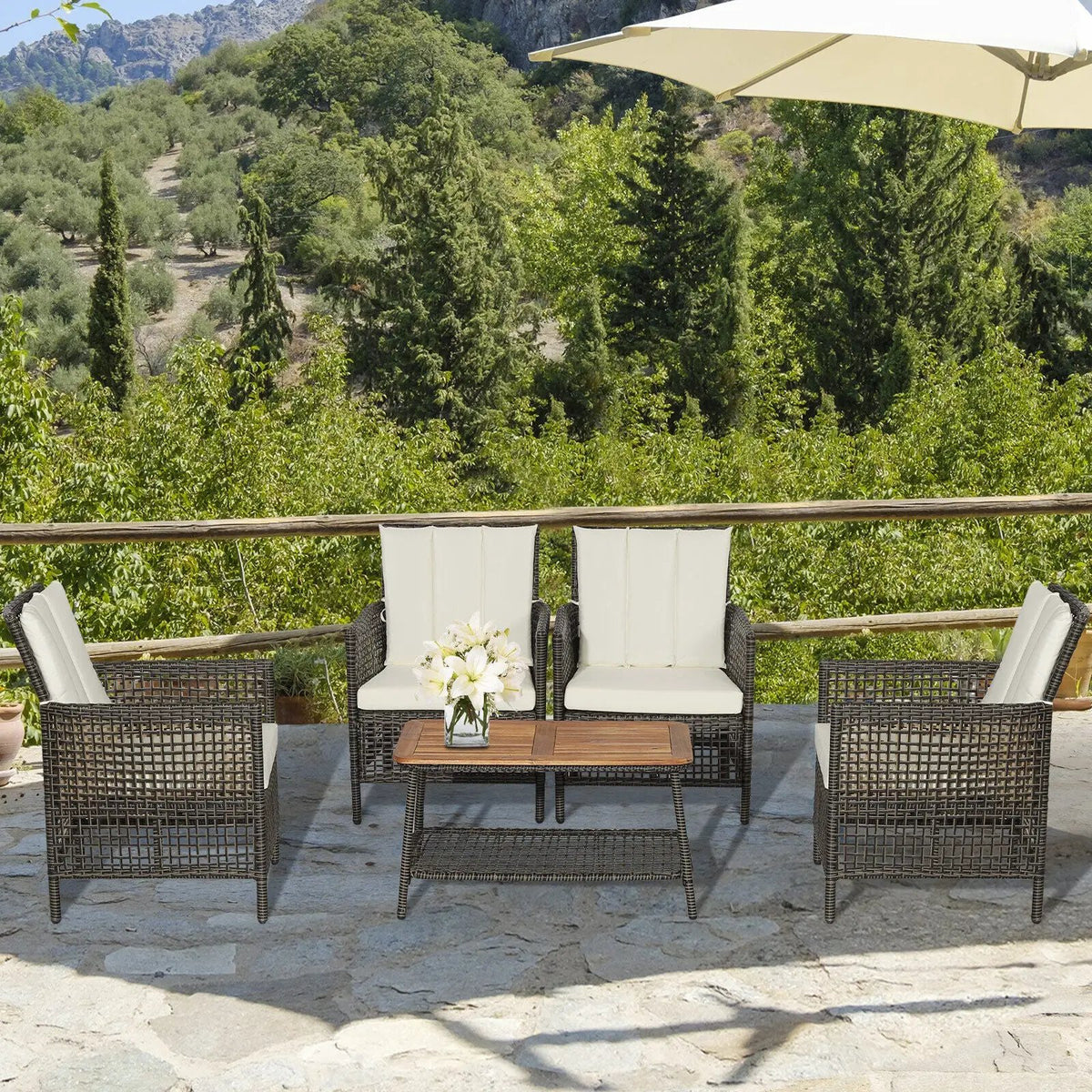 10 FT Patio Cantilever Umbrella with 360° Rotation and Air Vent for Backyard and Poolside by DirectDeals