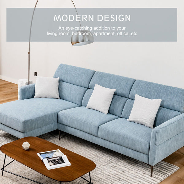 105 Inch L-Shaped Sofa Couch with 3 Adjustable Headrests-Blue, photo 2 of 8