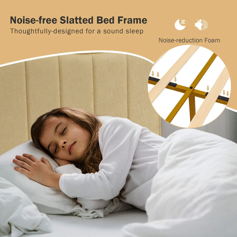Full/Queen Size Upholstered Bed Frame with Quilted Headboard by DirectDeals