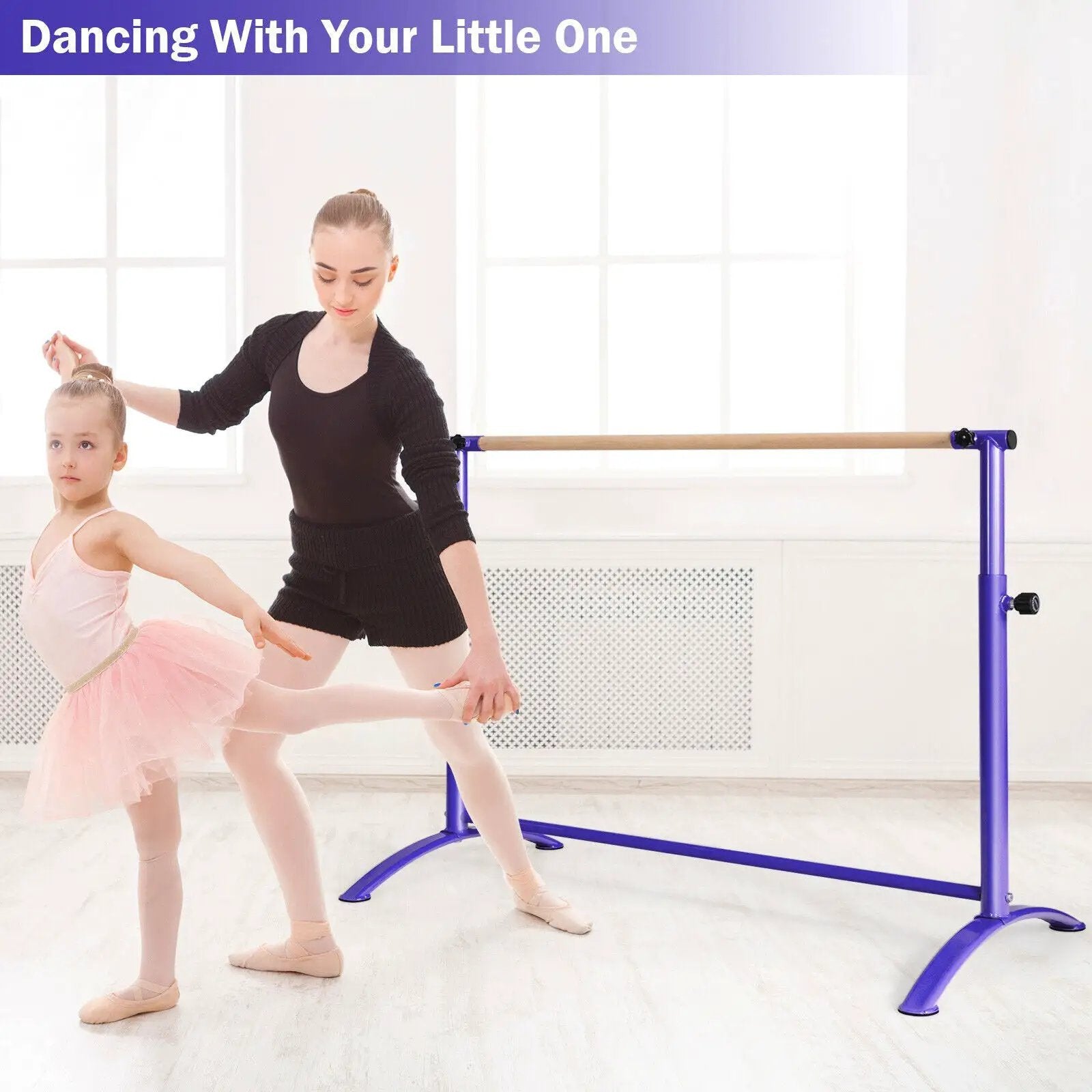 51 Inch Ballet Barre Bar with 4-Position Adjustable Height by DirectDeals