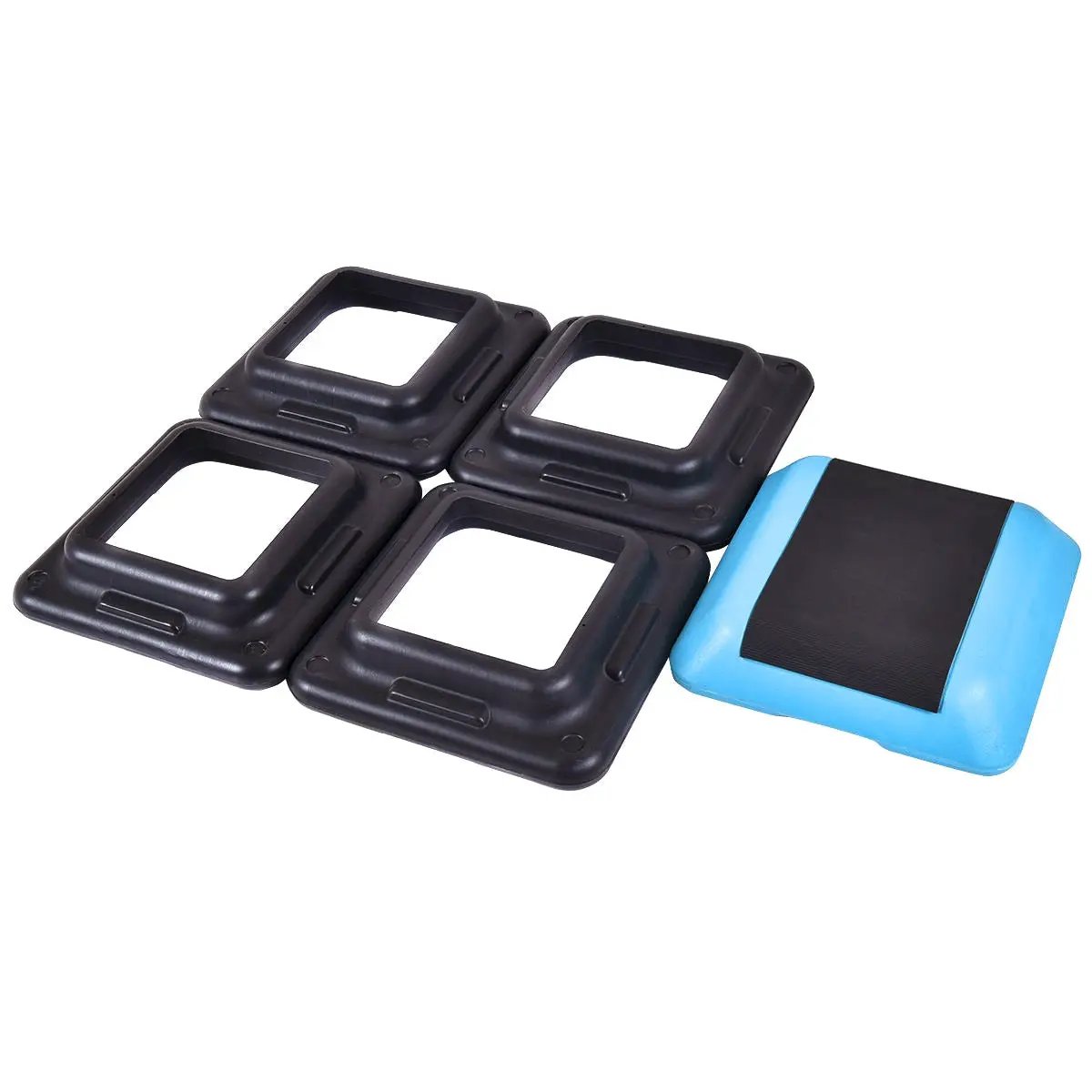 16 x 16 Inch Adjustable 4 Risers Lightweight Aerobic Pedals by DirectDeals