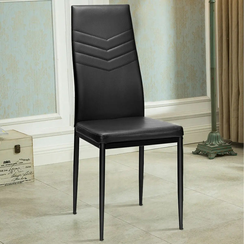 Set of 4 High Back Dining Chairs with PVC Leather and Non-Slip Feet Pads by DirectDeals