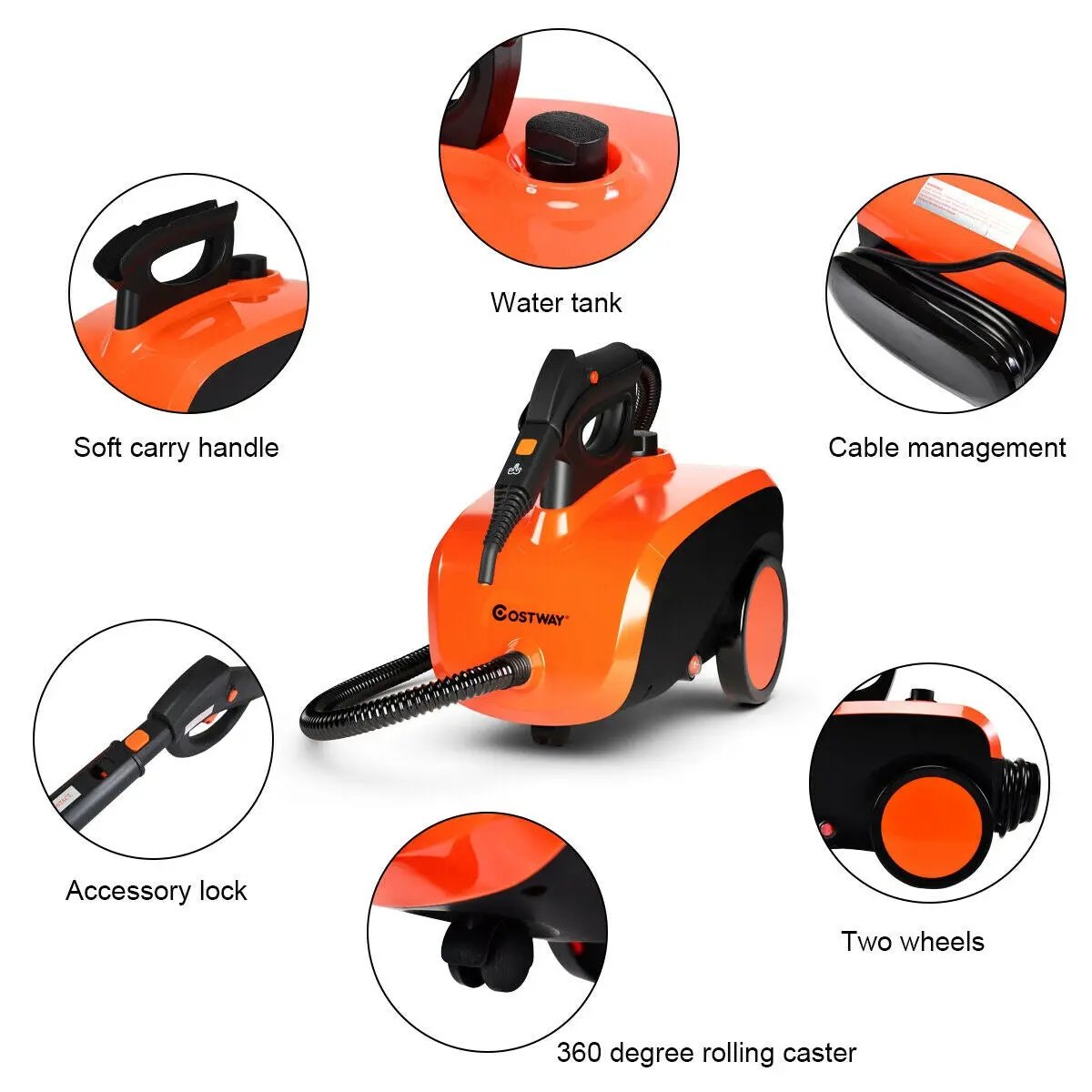 Heavy Duty Household Multipurpose Steam Cleaner with 18 Accessories by DirectDeals