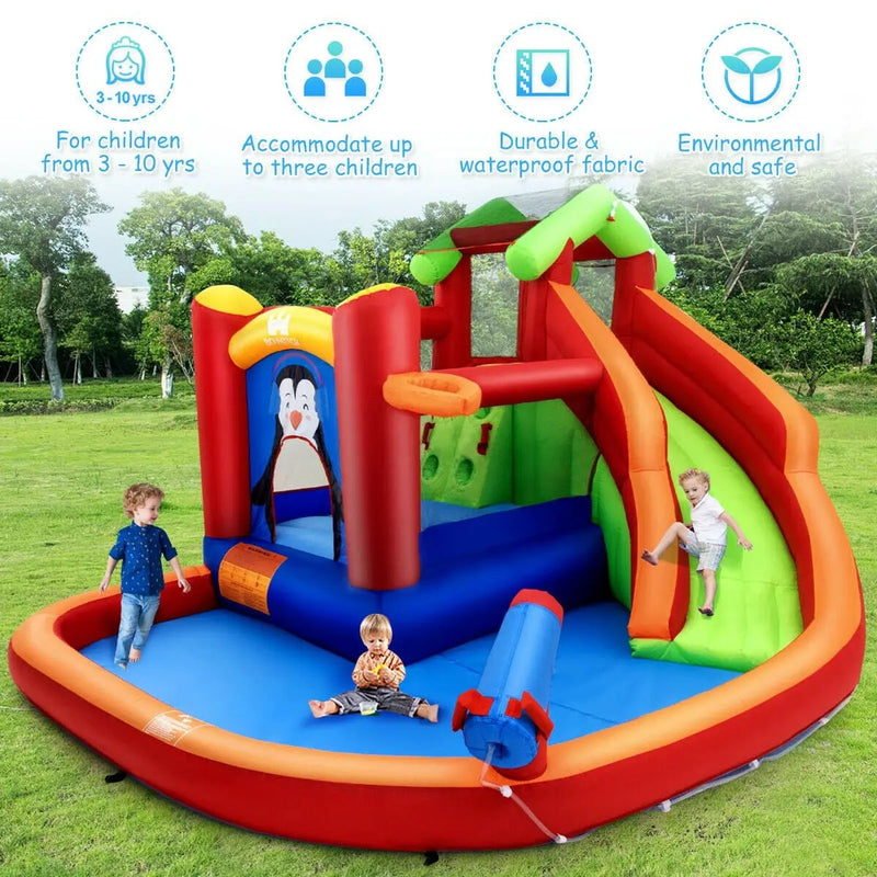 Inflatable Slide Bouncer and Water Park Bounce House Without Blower by DirectDeals
