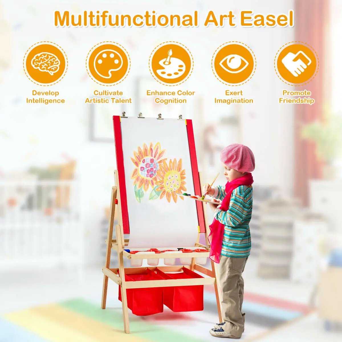 Flip-Over Double-Sided Kids Art Easel by DirectDeals