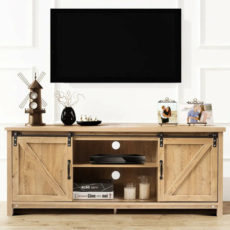 TV Stand Media Center Console Cabinet with Sliding Barn Door by DirectDeals