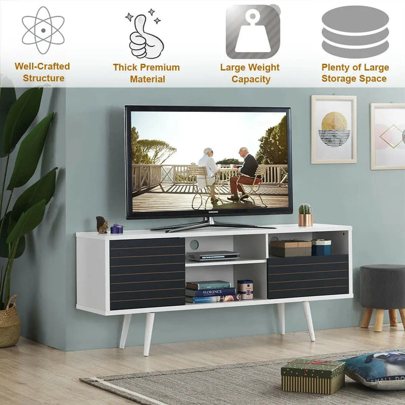 Mid-Century Modern TV Stand for TVs up to 65 Inch with Storage Shelves by DirectDeals