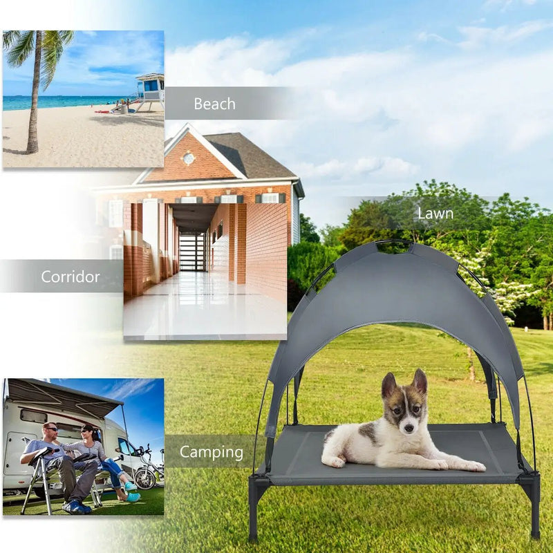 Portable Elevated Outdoor Pet Bed with Removable Canopy Shade by DirectDeals