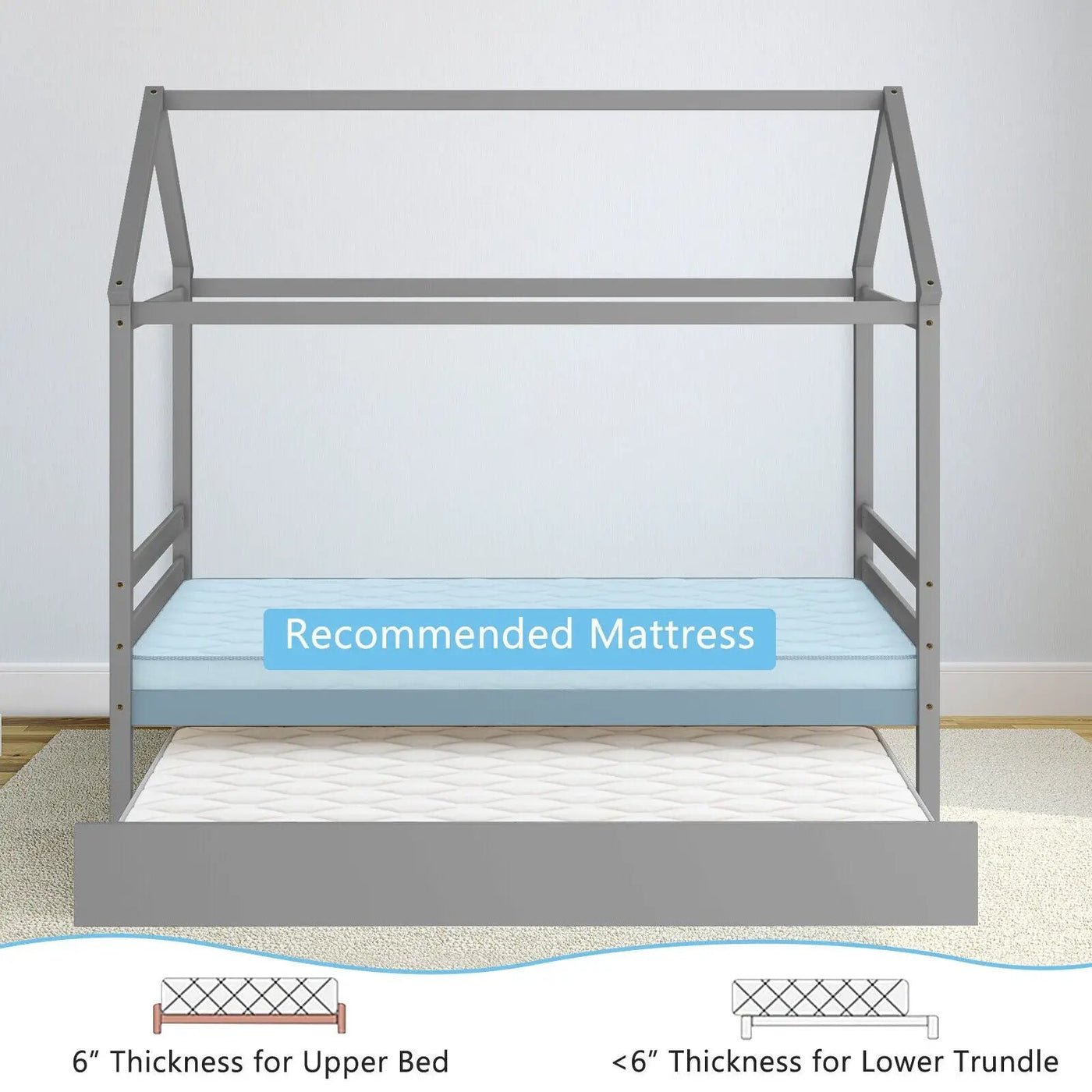 Kids Platform Bed Frame with Roof for Bedroom by DirectDeals