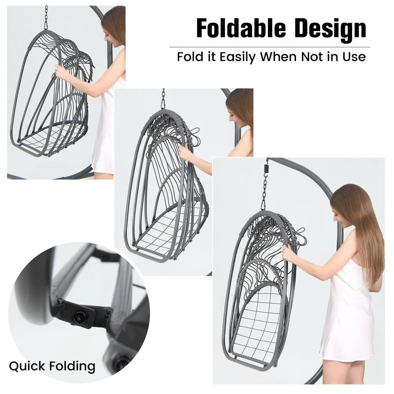 Hanging Folding Egg Chair with Stand Soft Cushion Pillow Swing Hammock by DirectDeals
