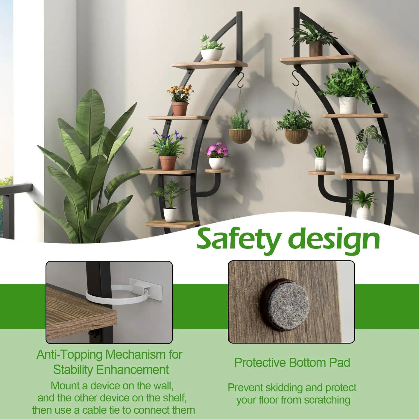 6-Tier 9 Potted Metal Plant Stand Holder Display Shelf with Hook-White by DirectDeals