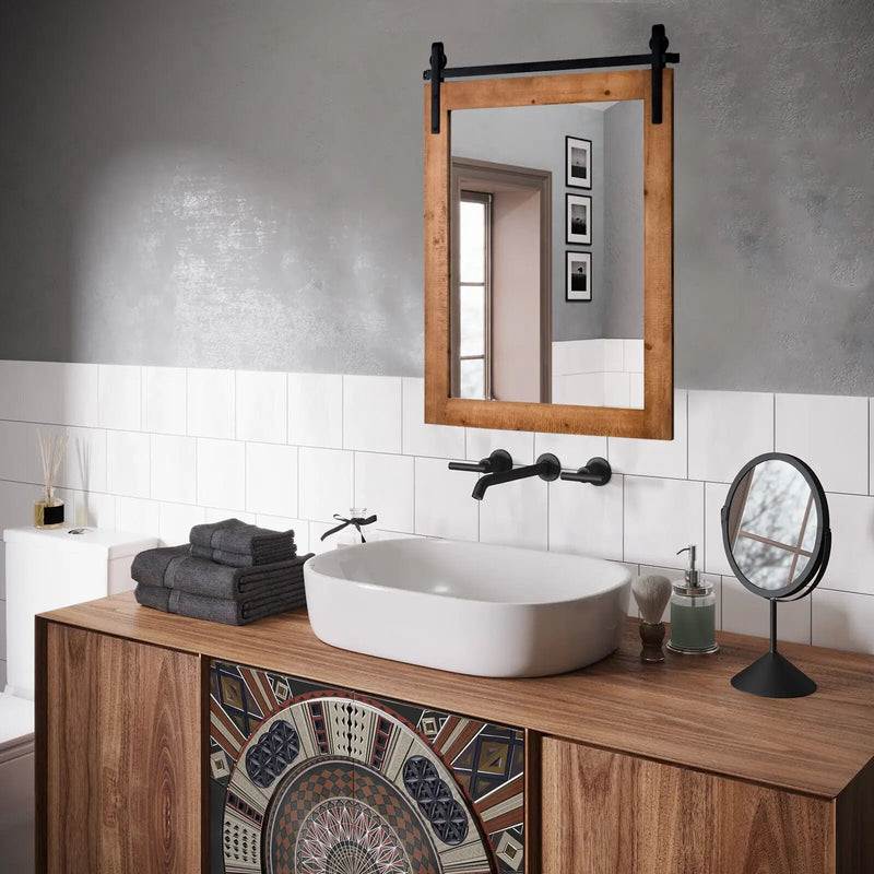 30 x 22 Inch Wall Mount Mirror with Wood Frame by DirectDeals