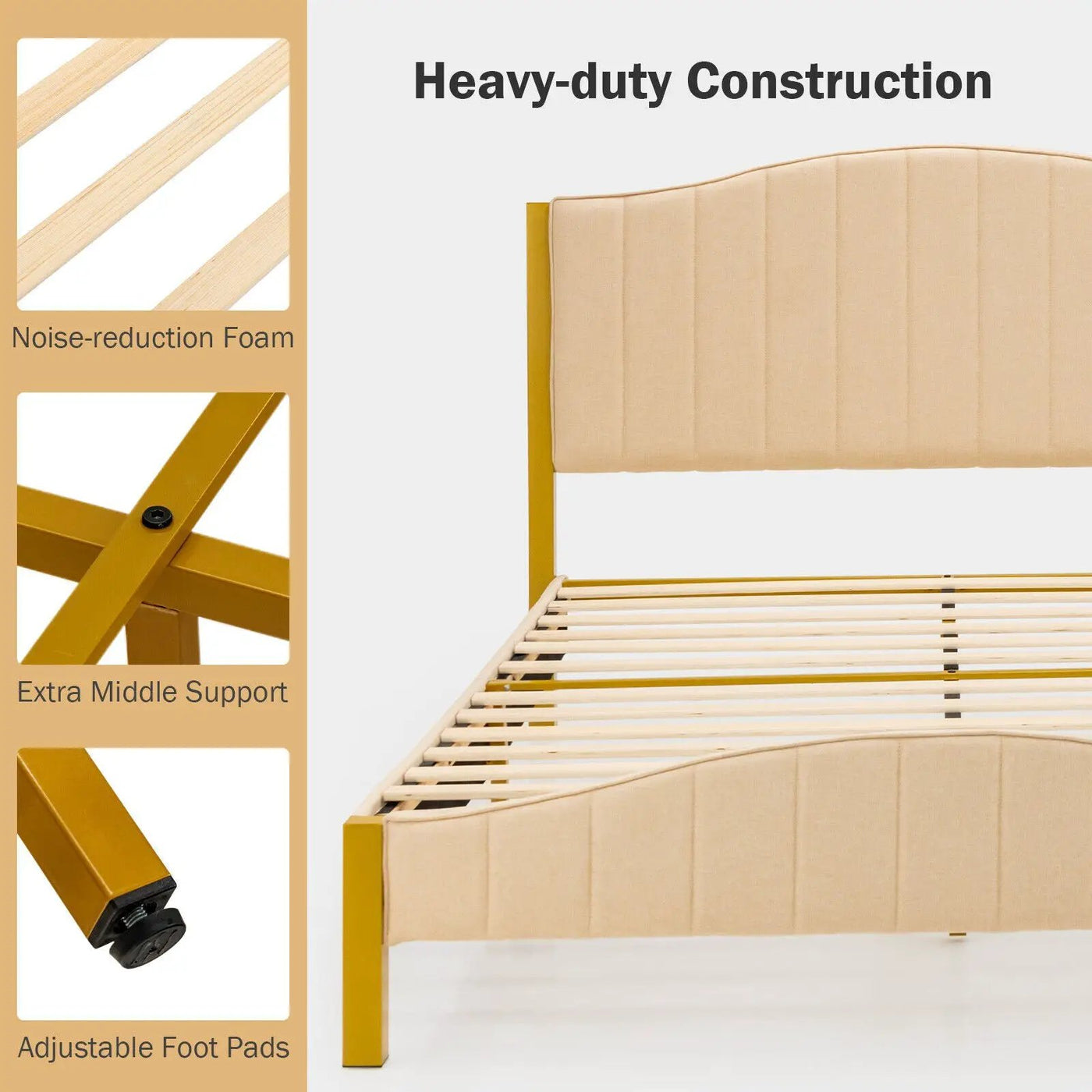 Full/Queen Size Upholstered Bed Frame with Quilted Headboard by DirectDeals