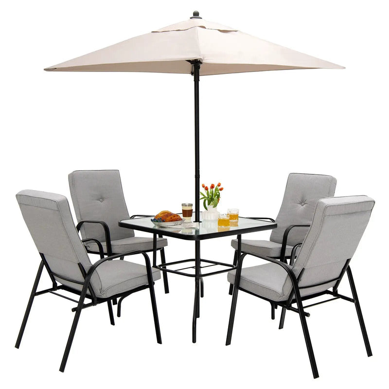 5 Feet Patio Square Market Table Umbrella Shelter with 4 Sturdy Ribs by DirectDeals