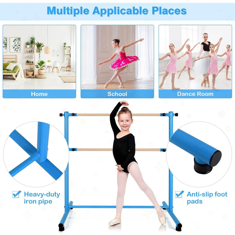 47 Inch Double Ballet Barre with Anti-Slip Footpads by DirectDeals