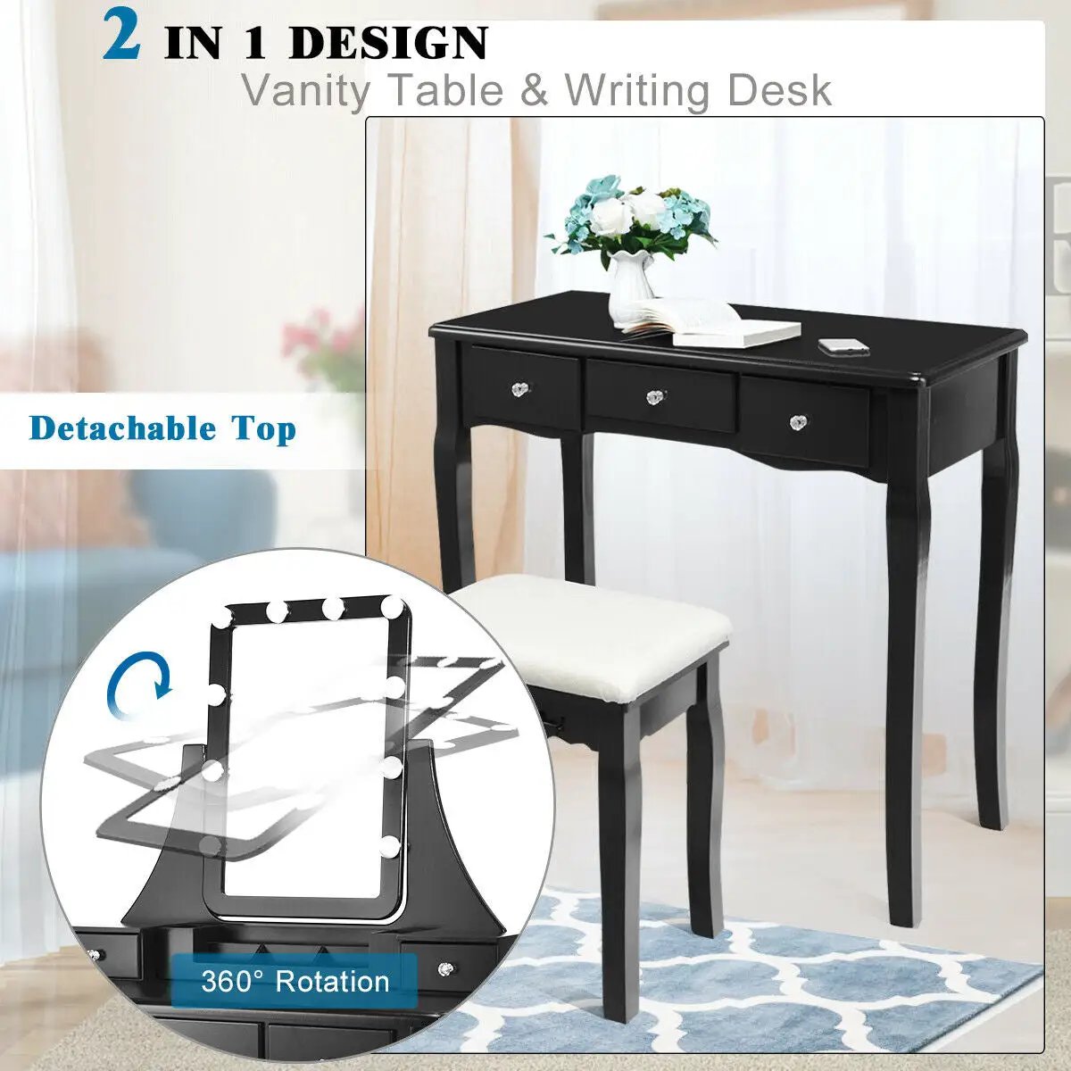 Rubber Wood Dining Chairs Set of 2 with High Slat Backrests by DirectDeals