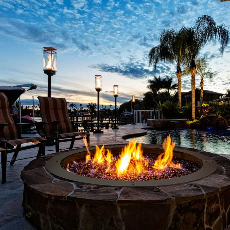 36 inch Round Steel Fire Pit Ring Line for Outdoor Backyard by DirectDeals