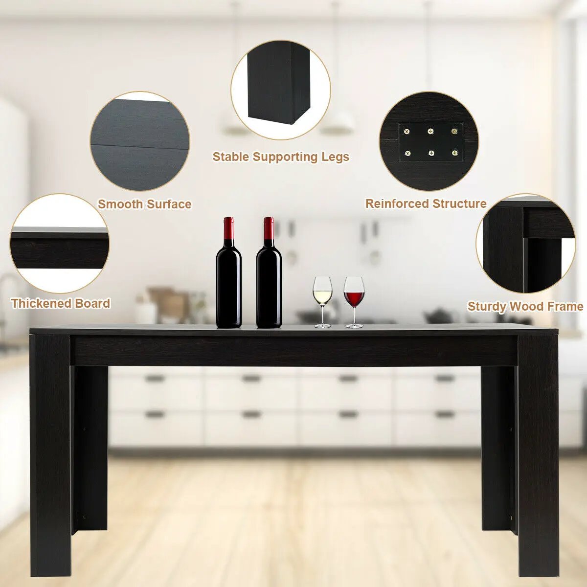 63 Inch Rectangular Modern Dining Kitchen Table by DirectDeals