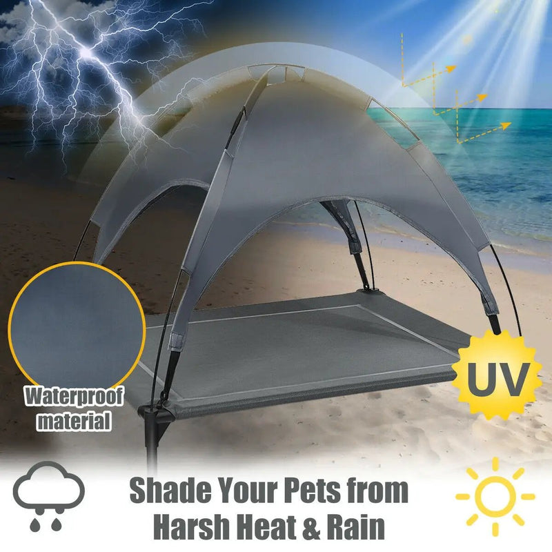 Portable Elevated Outdoor Pet Bed with Removable Canopy Shade by DirectDeals
