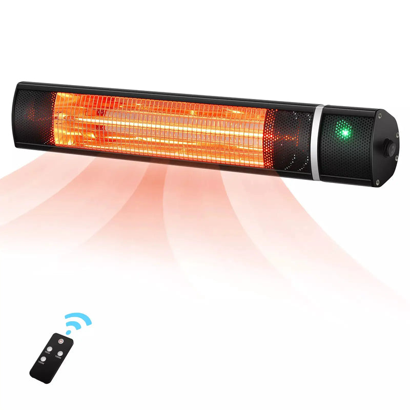Electric Patio Heater, 1500W Outdoor Heater with 3 Power Settings, Infrared Heater with Remote Control, Overheat Protection, Wall Mounted Space Heater, In/Outdoor by Outdoor Solar Outlet