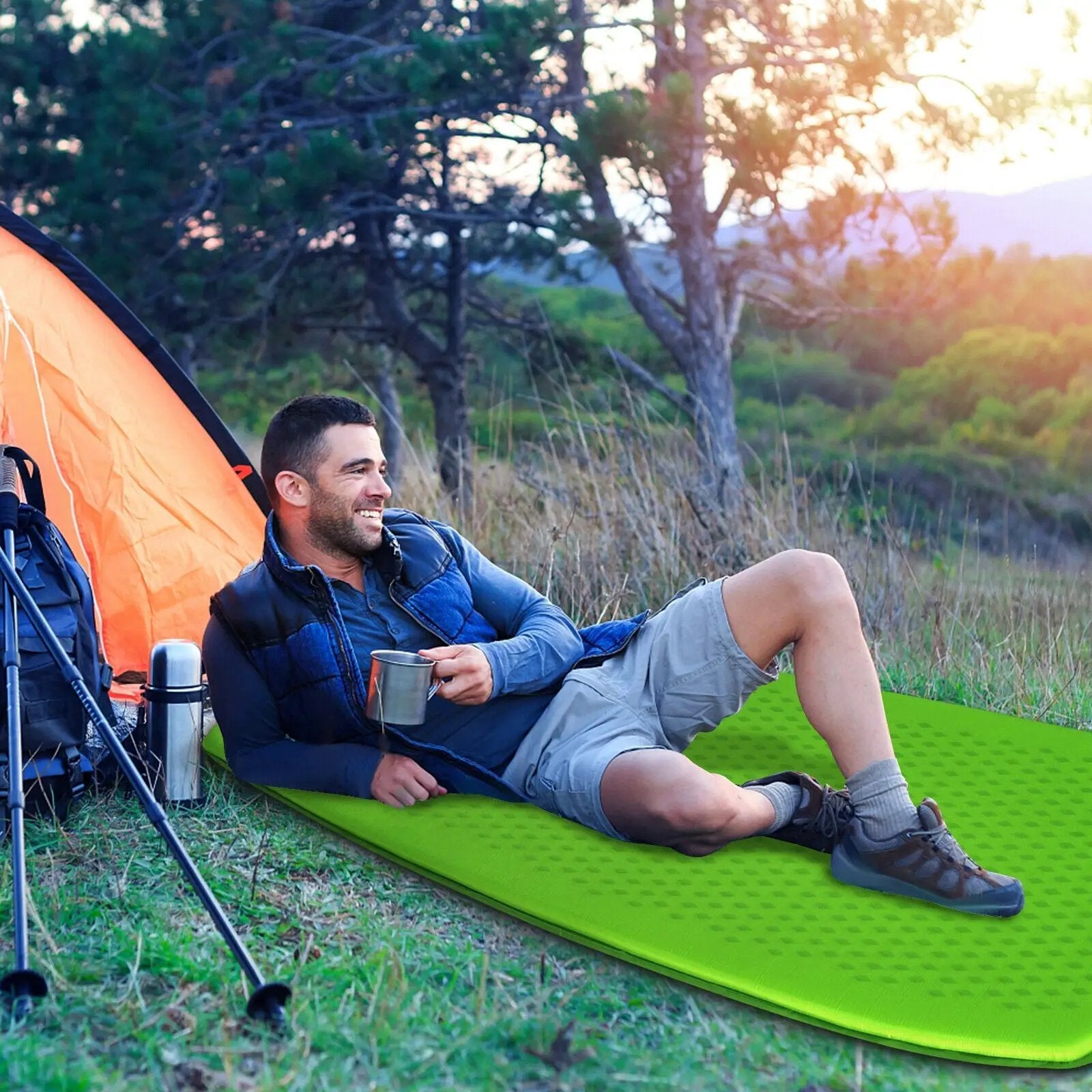 Inflatable Sleeping Pad with Carrying Bag by DirectDeals