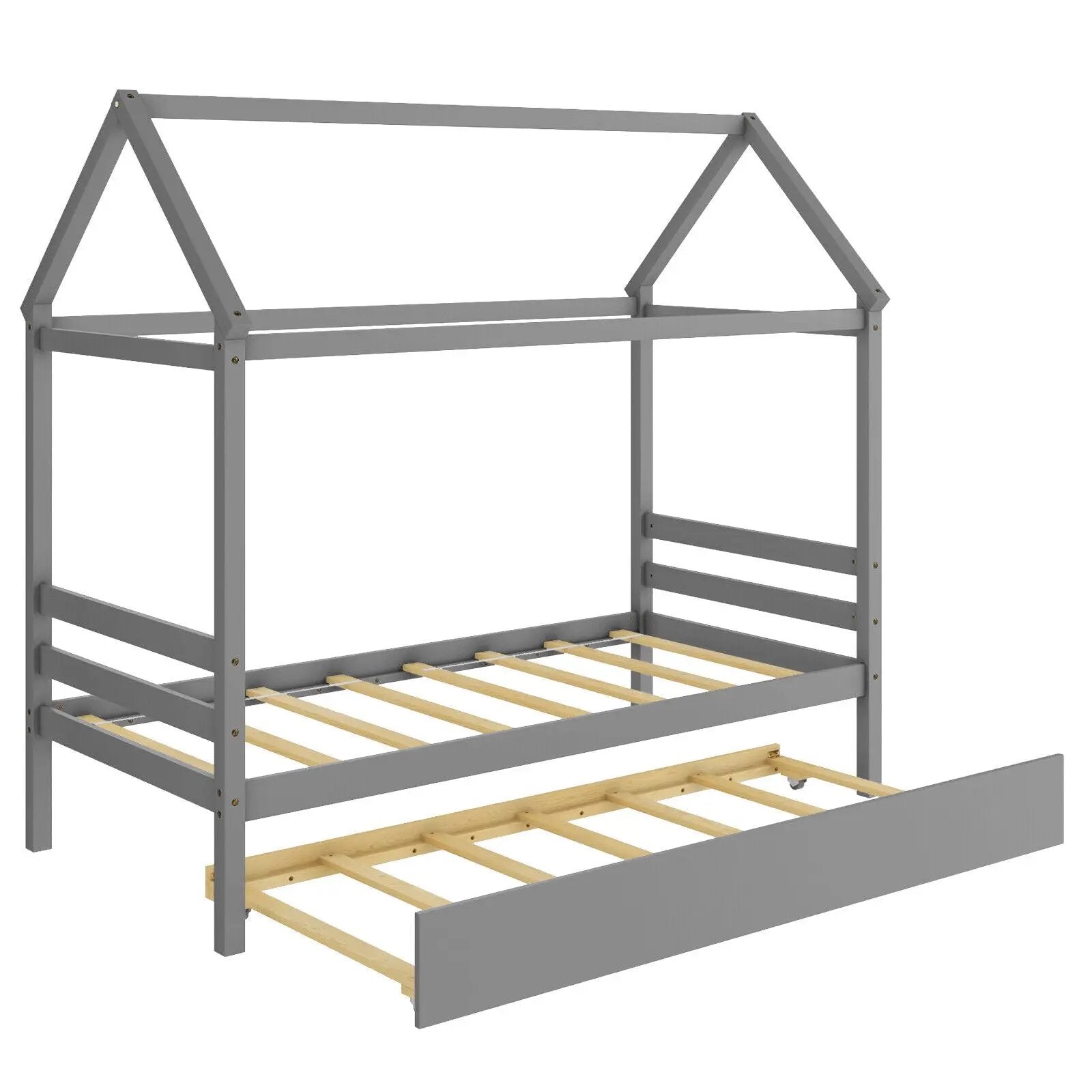 Kids Platform Bed Frame with Roof for Bedroom by DirectDeals
