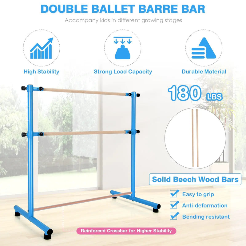 47 Inch Double Ballet Barre with Anti-Slip Footpads by DirectDeals