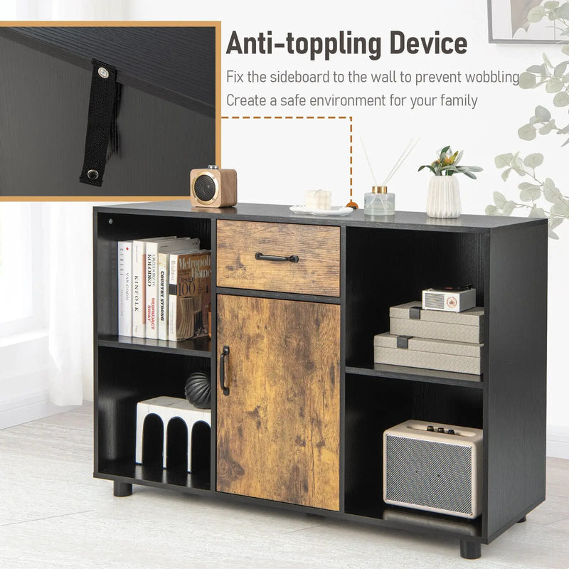 48 Inch Industrial Buffet Sideboard with 4 Open Cubbies by DirectDeals