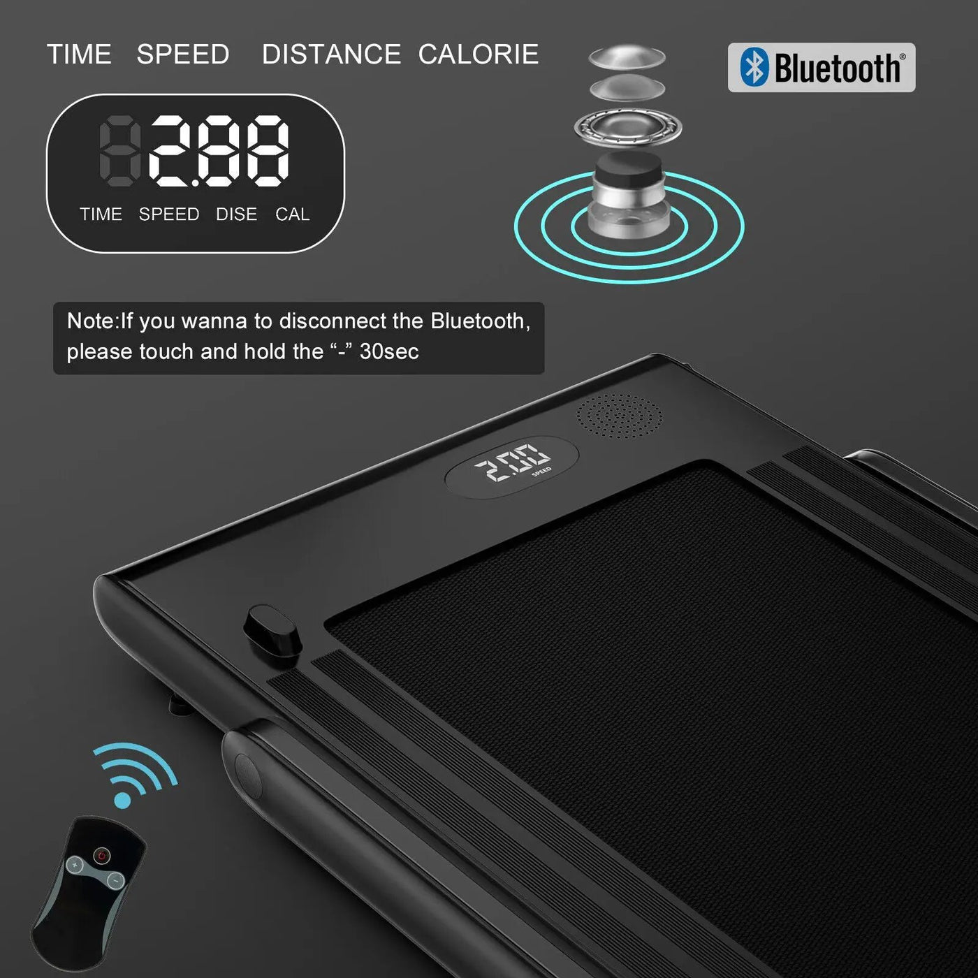 2.25HP 2 in 1 Folding Treadmill with APP Speaker Remote Control by DirectDeals