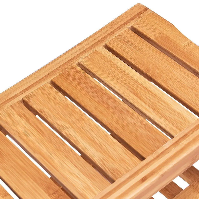 Bathroom Bamboo Shower Chair Bench with Storage Shelf by DirectDeals