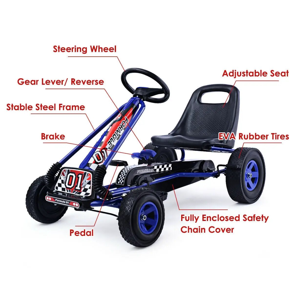 4 Wheels Kids Ride On Pedal Powered Bike Go Kart Racer Car Outdoor Play Toy by DirectDeals