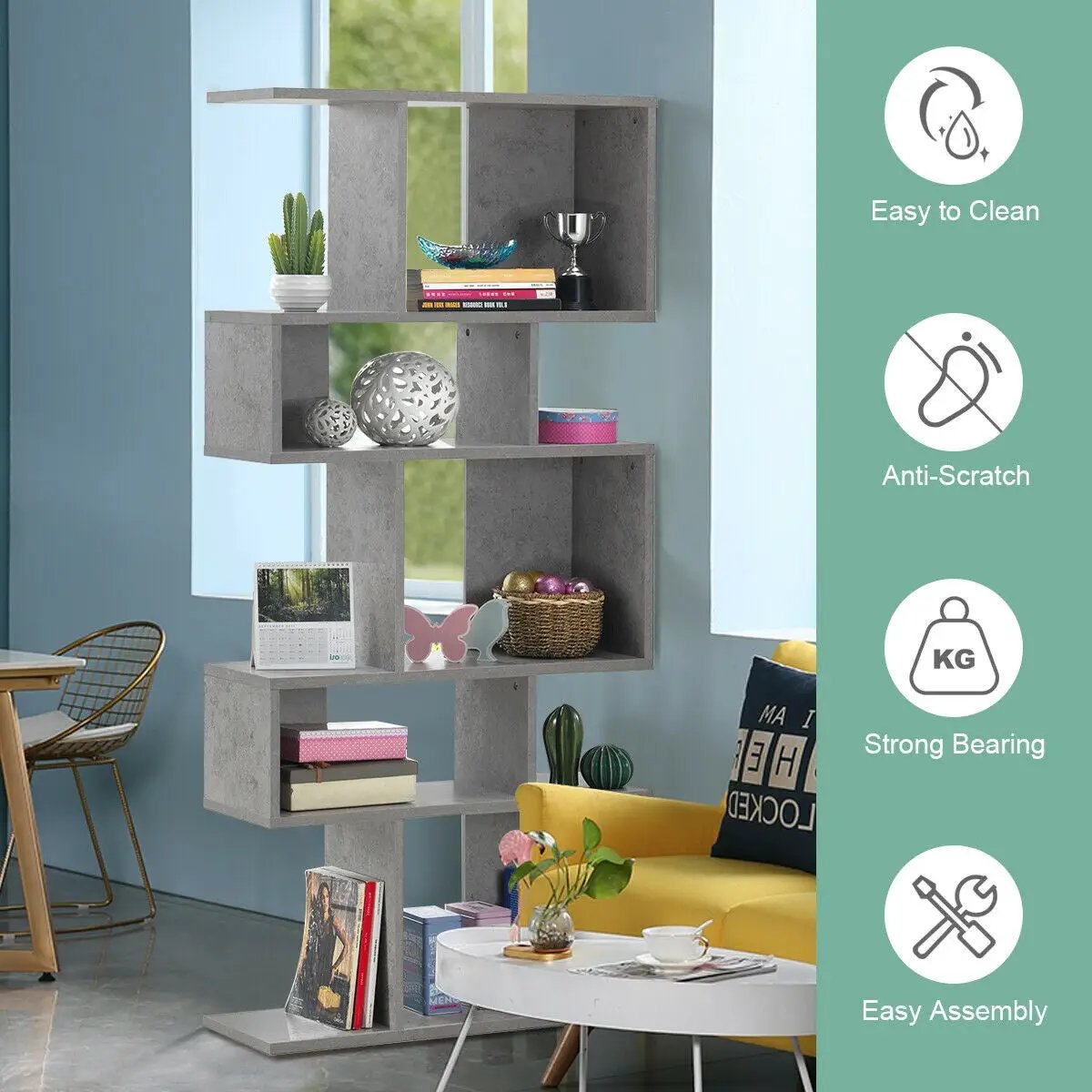 5 Cubes Ladder Shelf Corner Bookshelf Display Rack Bookcase by DirectDeals