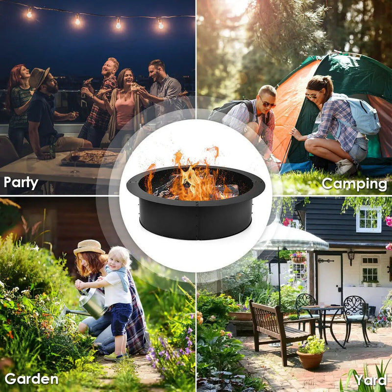 36 inch Round Steel Fire Pit Ring Line for Outdoor Backyard by DirectDeals