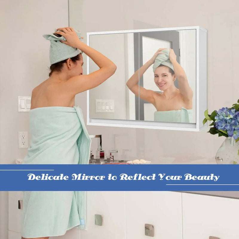 2-Door Wall-Mounted Bathroom Mirrored Medicine Cabinet by DirectDeals
