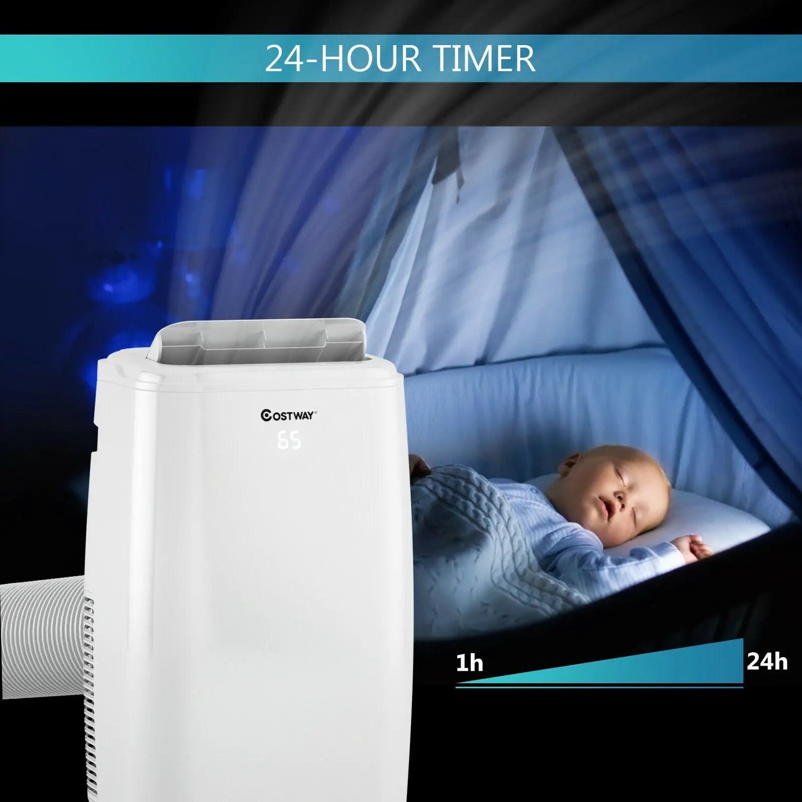 10000 BTU(Ashrae) Portable Air Conditioner with with 3 Modes and Remote Control by DirectDeals